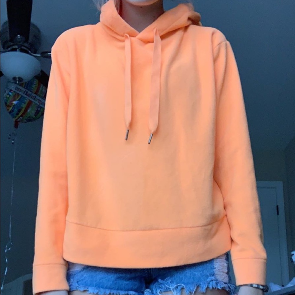 fleece neon orange hoodie